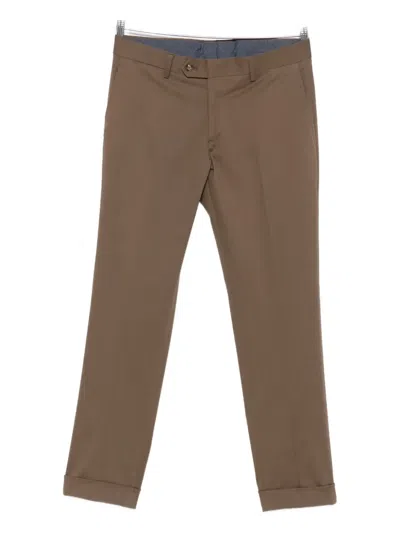 Barba Napoli Turn-up Trousers In Brown