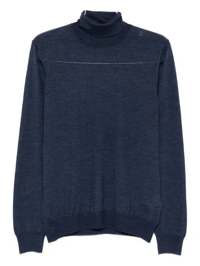 Barba Napoli Turtleneck Long-sleeve Sweater In Blue