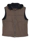 Barba Napoli Vest With Hood In Brown
