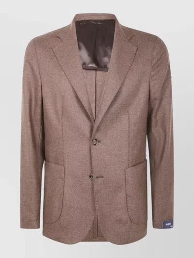 Barba Napoli Virgin Wool Cashmere Single-breasted Jacket In Brown