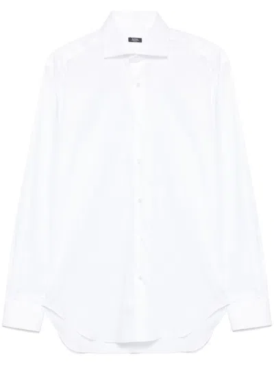 Barba Napoli White Classic Collar Solid Shirt