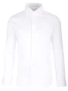 Barba Napoli Cotton And Nylon Stretch Shirt With Soread Collar In White