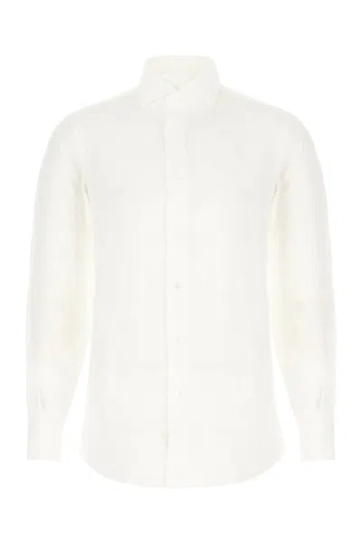 BARBA NAPOLI WHITE LINEN SHIRT