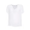 BARBA NAPOLI WHITE SILK V-NECK BLOUSE