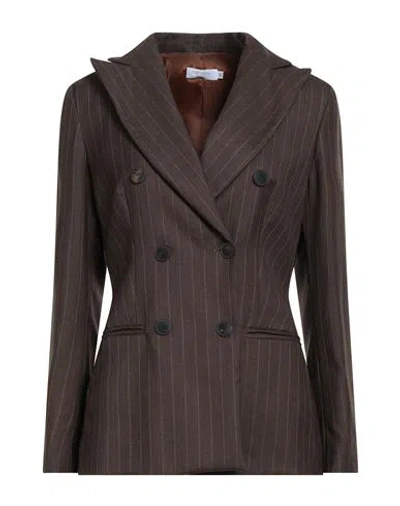 Barba Napoli Woman Blazer Brown Size 8 Virgin Wool