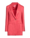 Barba Napoli Woman Blazer Coral Size 4 Linen In Red