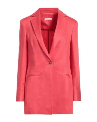 Barba Napoli Woman Blazer Coral Size 4 Linen In Red