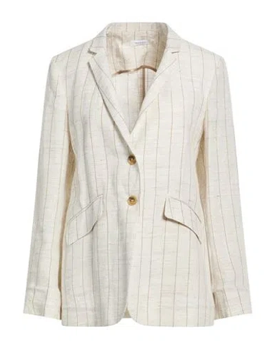 Barba Napoli Woman Blazer Cream Size 12 Linen, Polyamide, Polyester, Viscose In White