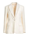 Barba Napoli Woman Blazer Cream Size 8 Linen, Wool, Silk In Neutral