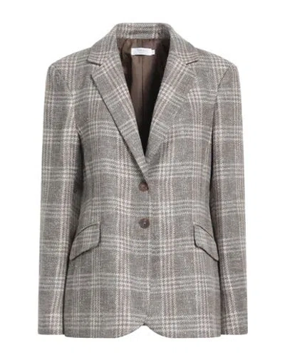 Barba Napoli Woman Blazer Grey Size 6 Virgin Wool, Alpaca Wool, Polyamide, Silk, Linen