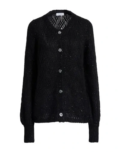 Barba Napoli Woman Cardigan Black Size 8 Alpaca Wool, Polyamide, Virgin Wool, Polyester