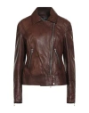 Barba Napoli Woman Jacket Chocolate Brown Size 8 Leather In Multi