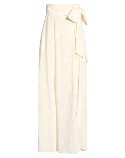 Barba Napoli Woman Maxi Skirt Beige Size 6 Silk In Sand