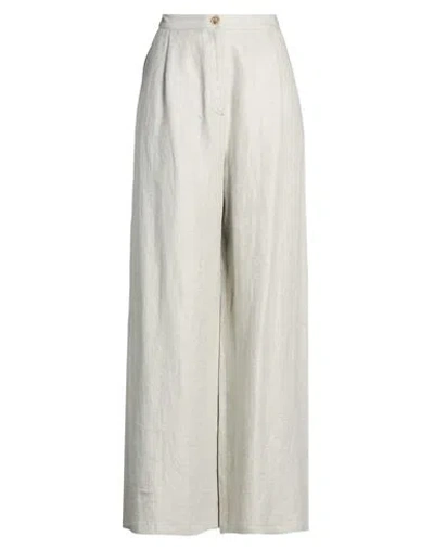 Barba Napoli Woman Pants Light Grey Size 12 Linen In Gray