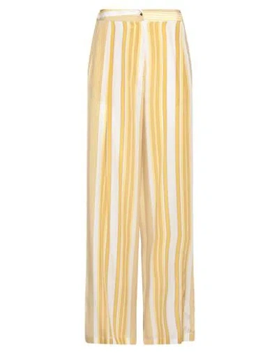 Barba Napoli Woman Pants Light Yellow Size 8 Silk