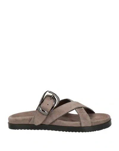Barba Napoli Woman Sandals Taupe Size 8 Leather In Gray