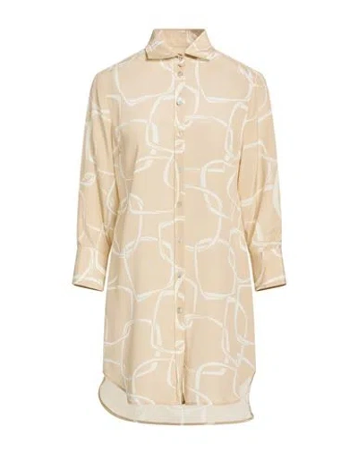 Barba Napoli Woman Shirt Beige Size 8 Silk In Neutral