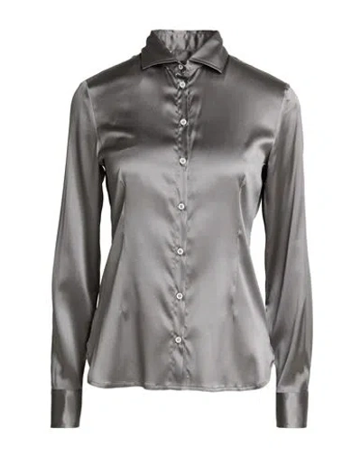 Barba Napoli Woman Shirt Grey Size 6 Silk, Elastane In Gray