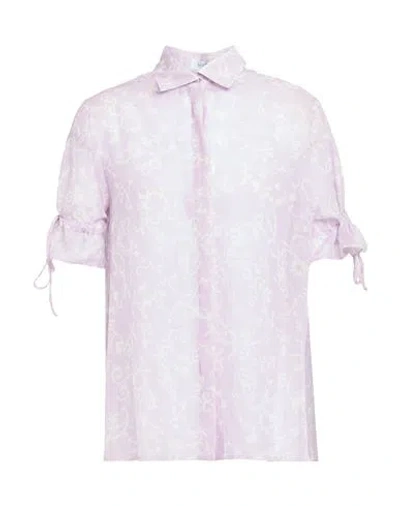 Barba Napoli Woman Shirt Lilac Size 10 Cotton, Silk In Purple