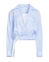 Barba Napoli Woman Shirt Sky Blue Size 6 Linen In Blue