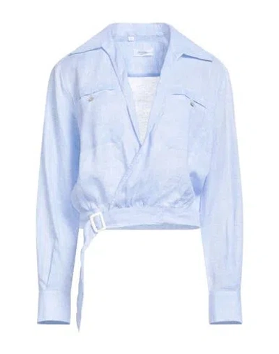Barba Napoli Woman Shirt Sky Blue Size 6 Linen