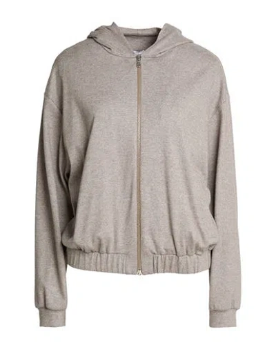 Barba Napoli Woman Sweatshirt Taupe Size 8 Virgin Wool, Cotton In Grey