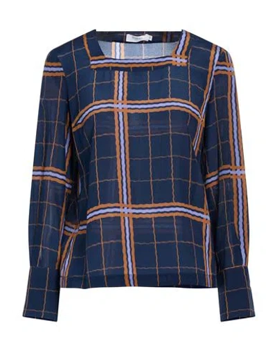 Barba Napoli Woman Top Navy Size 2 Silk In Blue