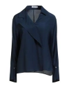 Barba Napoli Woman Top Navy Size 6 Silk In Blue