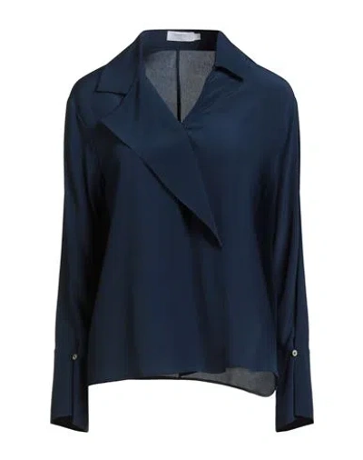 Barba Napoli Woman Top Navy Size 6 Silk In Blue