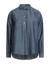 Barba Napoli Woman Top Slate Blue Size 10 Cotton, Linen In Blue