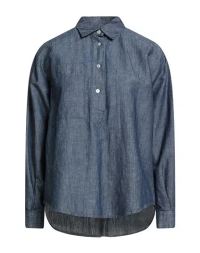 Barba Napoli Woman Top Slate Blue Size 10 Cotton, Linen