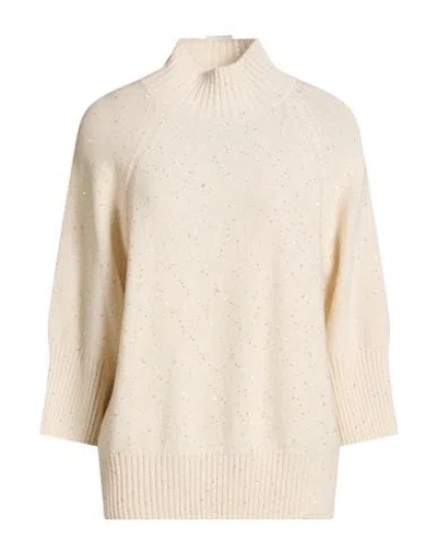 Barba Napoli Woman Turtleneck Cream Size 8 Wool, Cashmere, Metal Fiber, Polyamide In White
