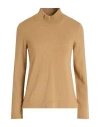 Barba Napoli Woman Turtleneck Sand Size 10 Virgin Wool, Viscose, Cashmere In Brown