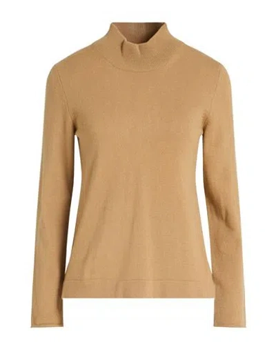 Barba Napoli Woman Turtleneck Sand Size 10 Virgin Wool, Viscose, Cashmere In Brown