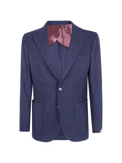 Barba Napoli Wool Cashmere Single Breasted Suit Jacket In Blue
