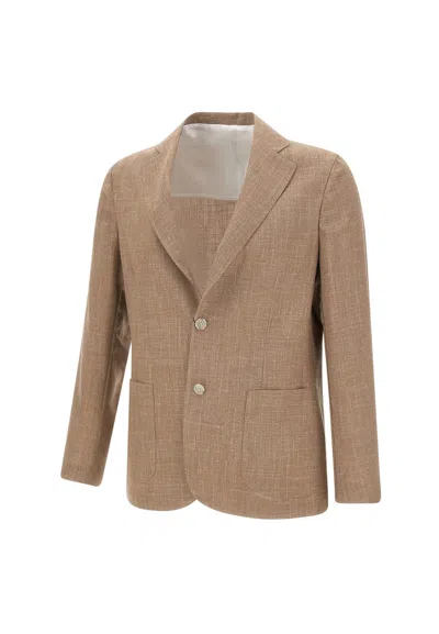 Barba Napoli Wool, Silk And Linen Blazer In Brown