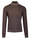 Barba Napoli Wool Zip-up Cardigan In Brown In Brown