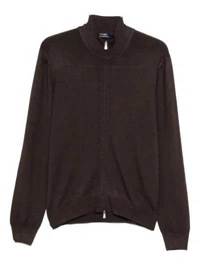 Barba Napoli Zip-fastening Sweater In Brown