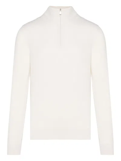 Barba Napoli Zip-neck Cashmere Sweater In White