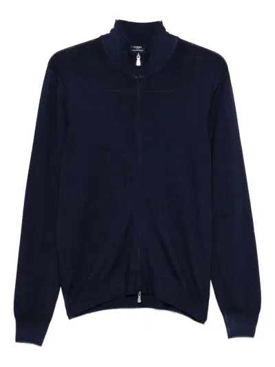 Barba Napoli Zip-neck Wool Sweater In Blue