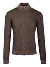Barba Napoli Wool Zip-up Cardigan In Brown In Brown