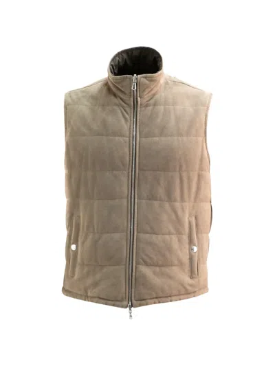 Barba Napoli Zip-up Quilted Gilet In Brown