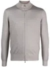 Barba Napoli Zipped-up Virgin Wool Cardigan In Grey
