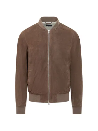 Barba Napoli Zip-up Suede Jacket In Brown