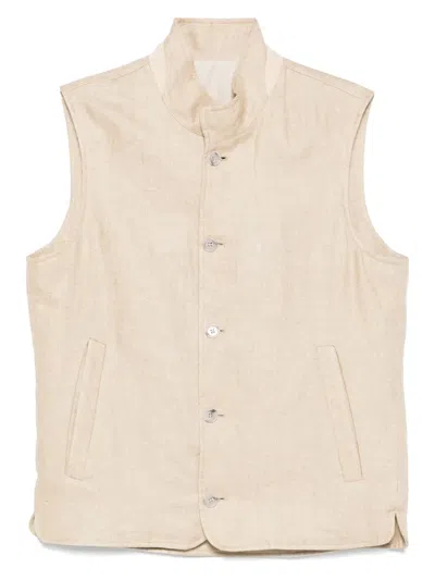 Barba Napoli Sleeveless Linen Sport Jacket In Neutral