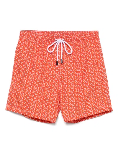 Barba Napoli Paisley-print Swim Shorts In Orange