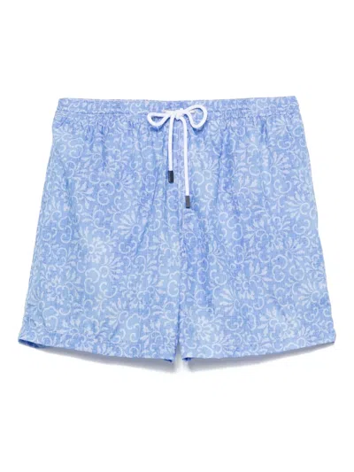 Barba Napoli Paisley Swim Shorts In Blue