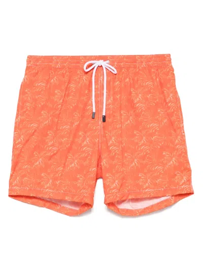 Barba Napoli Palm Tree-print Swim Shorts In Orange