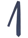 Barba Napoli Slim Pointed Tip Patterned Fabric Tie In Blue