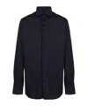 Barba Napoli Plain Button Shirt In Blue